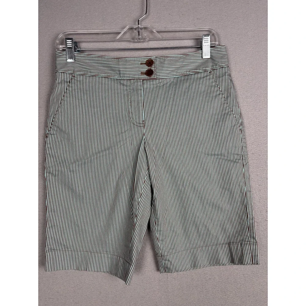 Tommy Bahama Bermuda Shorts Womens 4 Brown Stripe Twill Stretch Chino Casual